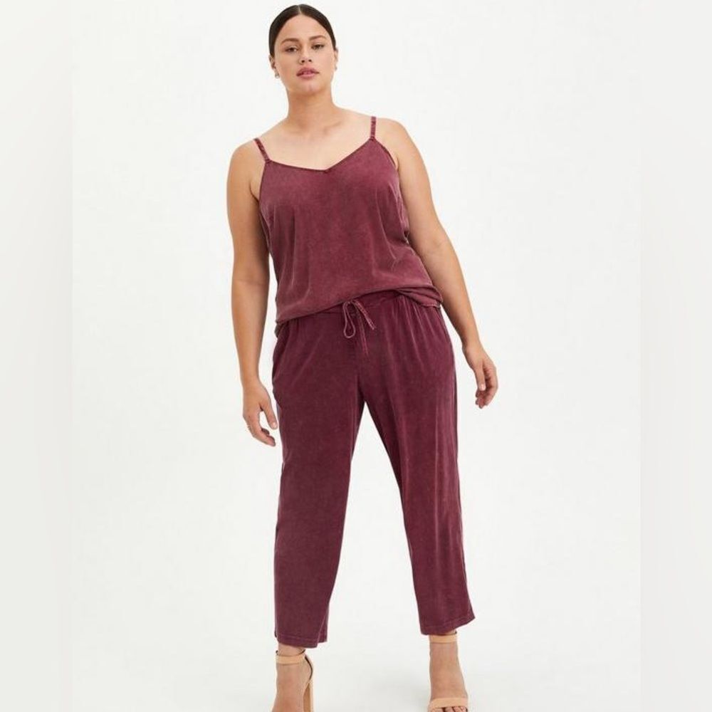 Torrid Relaxed Taper Stretch Challis High-Rise Tie-Front Pant